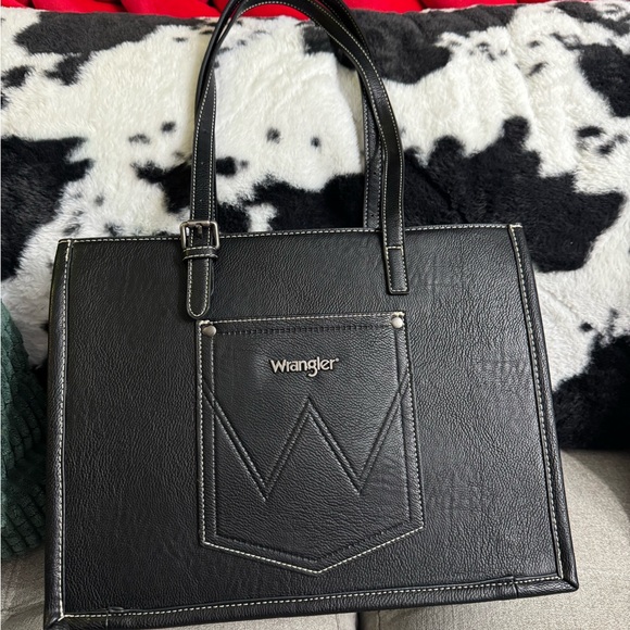 Wrangler Black Tote Bag W Aztec Print - Picture 1 of 3